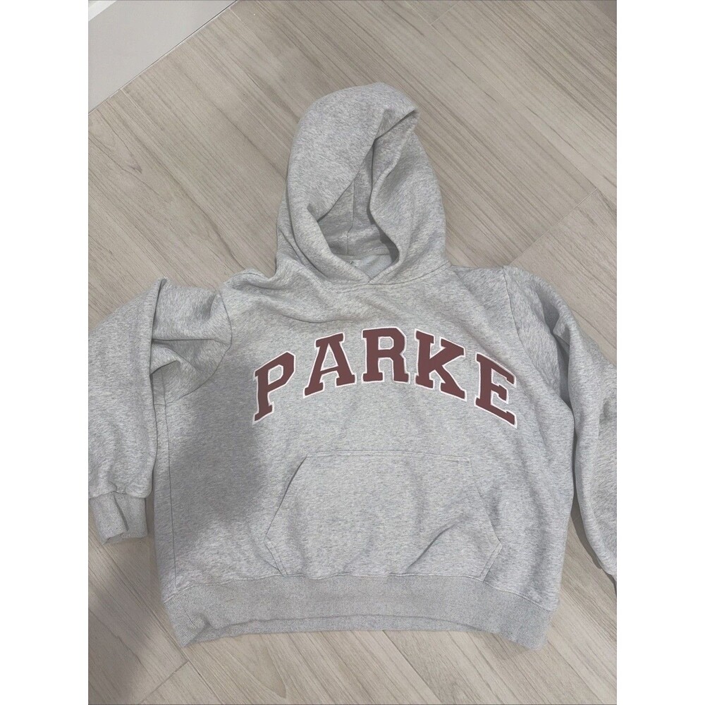 Parke OG Varsity Gray Fleece Pullover Hoodie Womens L/XL Oversized - Picture 2 of 7